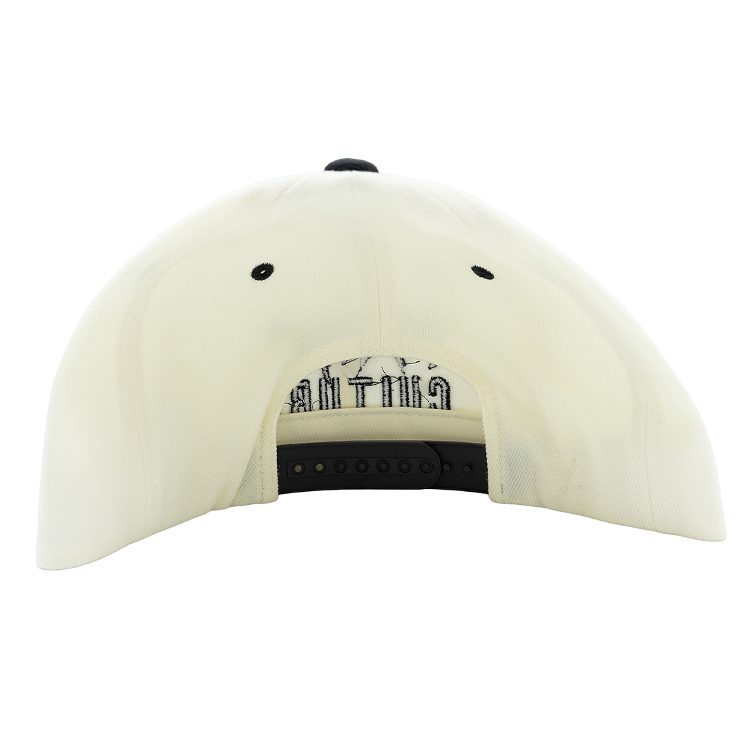 Trap Culture Black Bill Eggshell White Snapback Hat