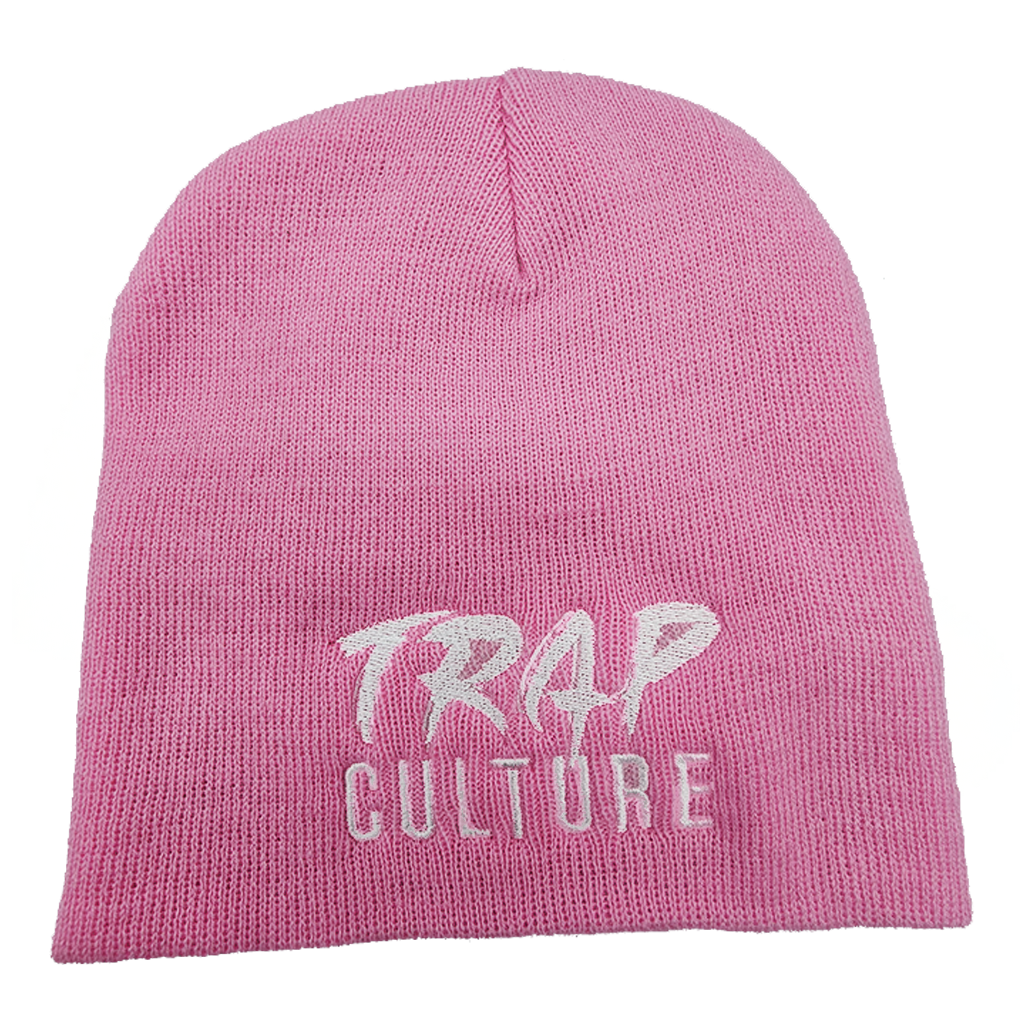 Trap Culture Pink Beanie with White Logo