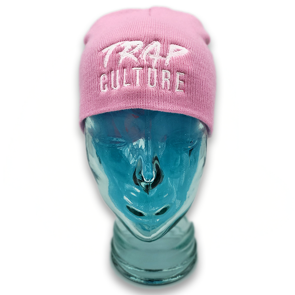Trap Culture Pink Beanie with White Logo