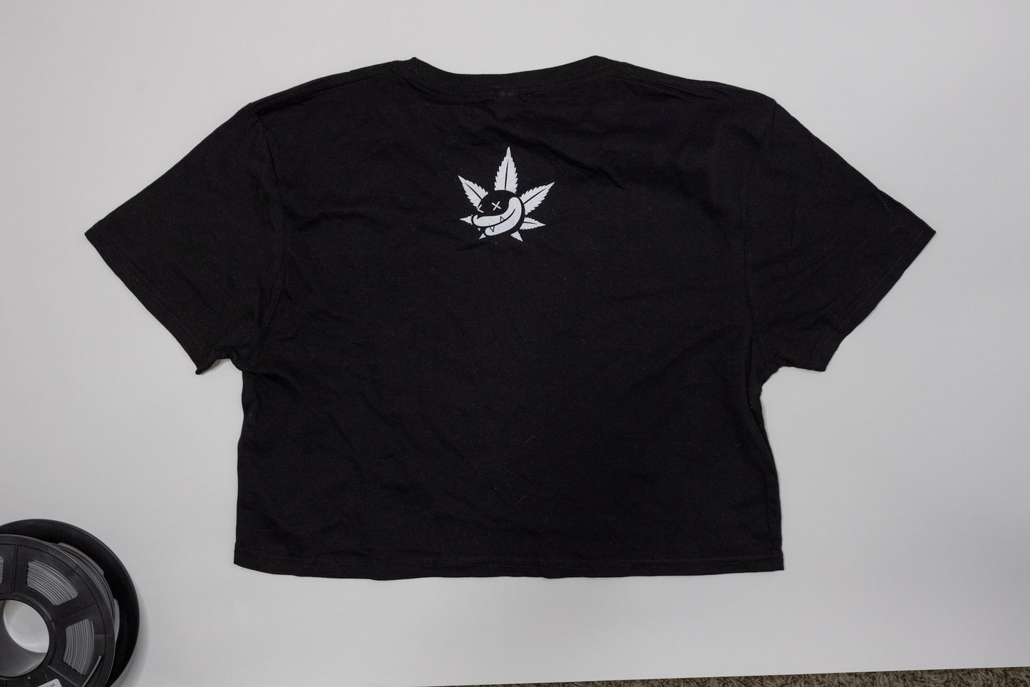 Trap Culture Stacked Logo Crop Top Black with White Logo